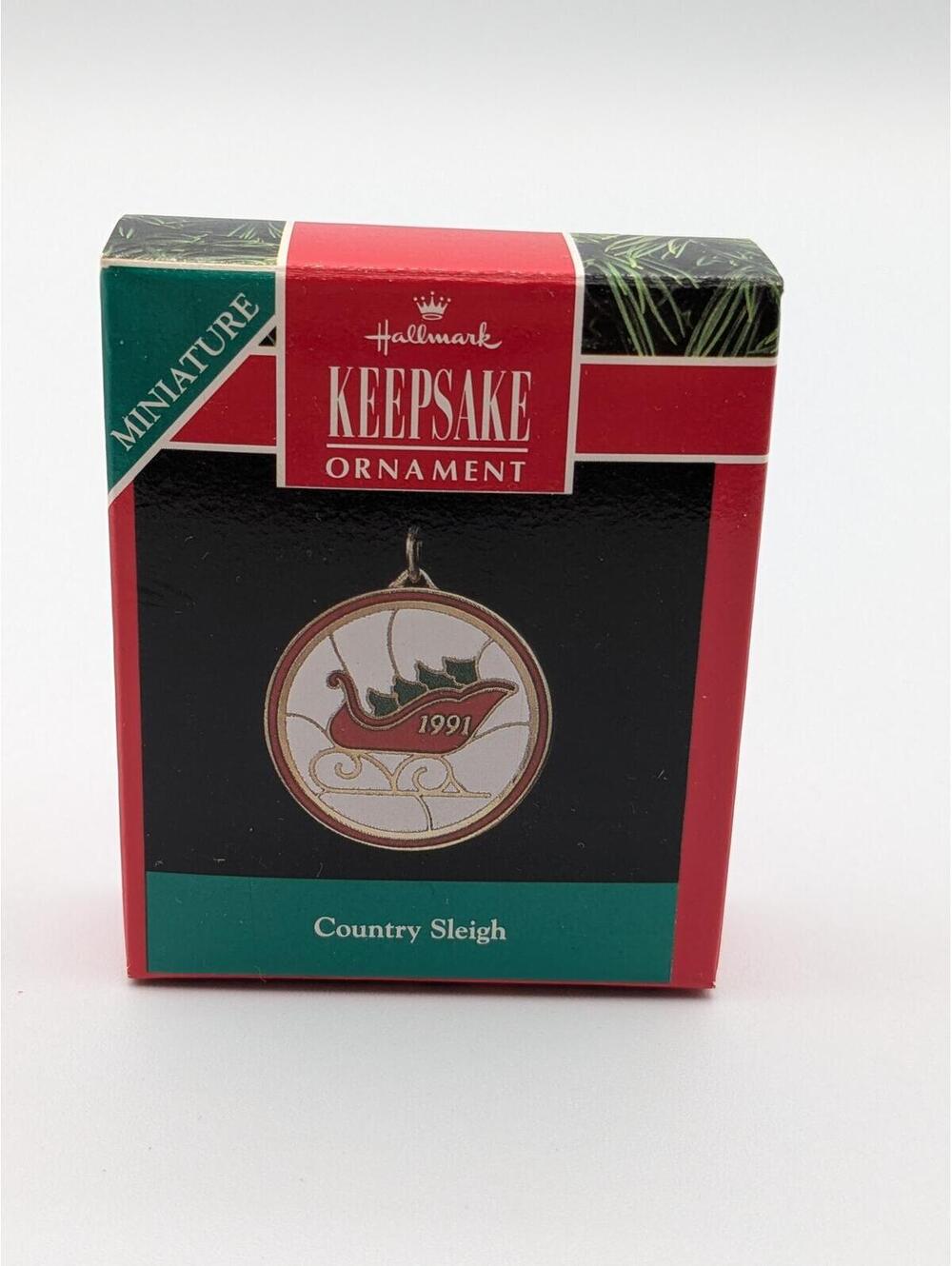 Hallmark Keepsake Country Sleigh Miniature Ornament 1991, New in Box